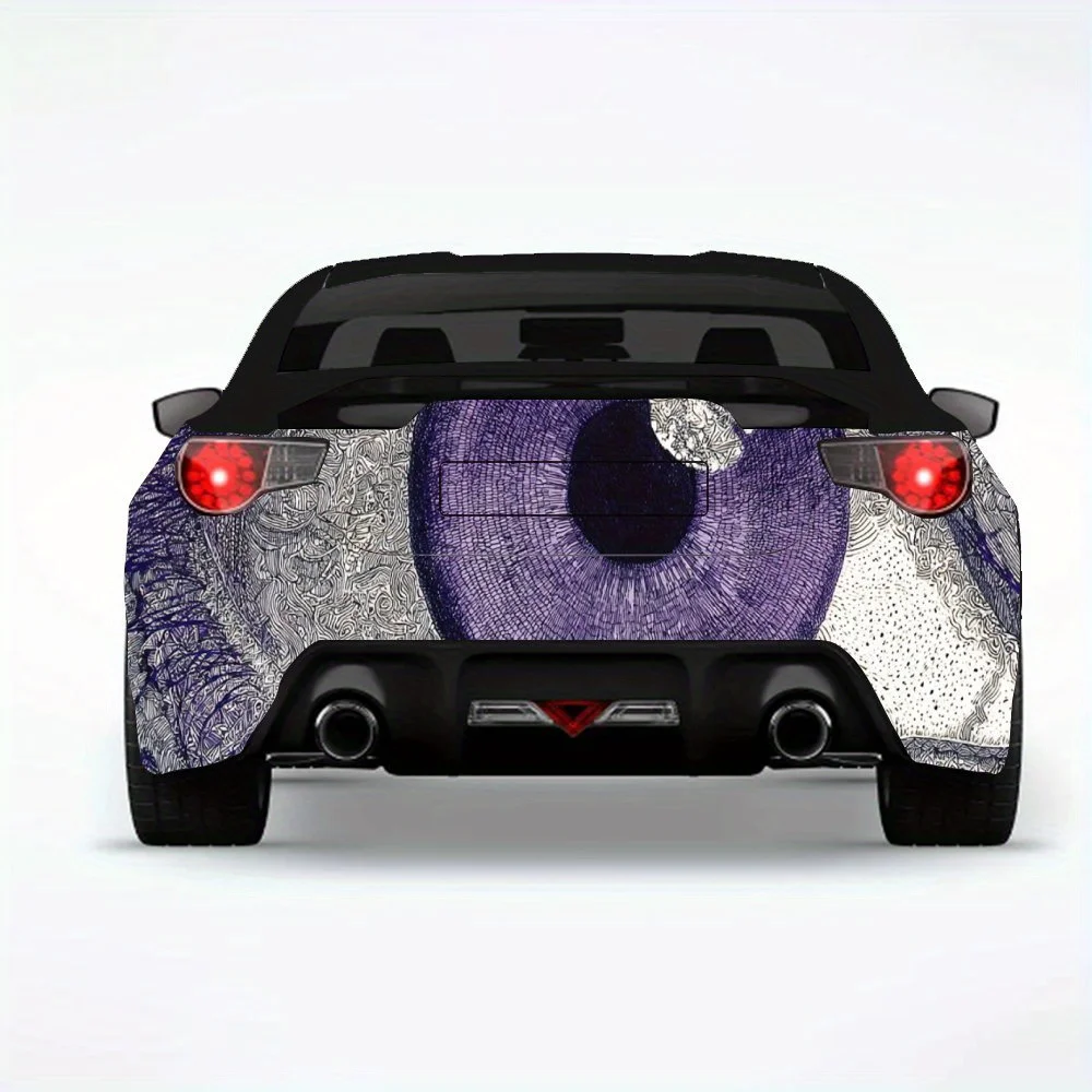 ملصق سيارة بعين أرجوانية مع رموز غامضة، ملصق فينيل لخلف السيارة، ملصقات فينيل ذاتية اللصق مقاومة للماء لسيارة تاي #4