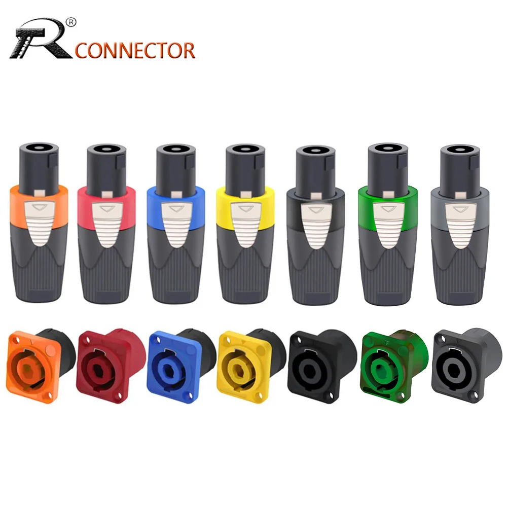 1set 4Pins Speaker Male Plug Cable Connector Female Panel Mount Socket for Loudspeaker/Amplifier Adapter Interconnection