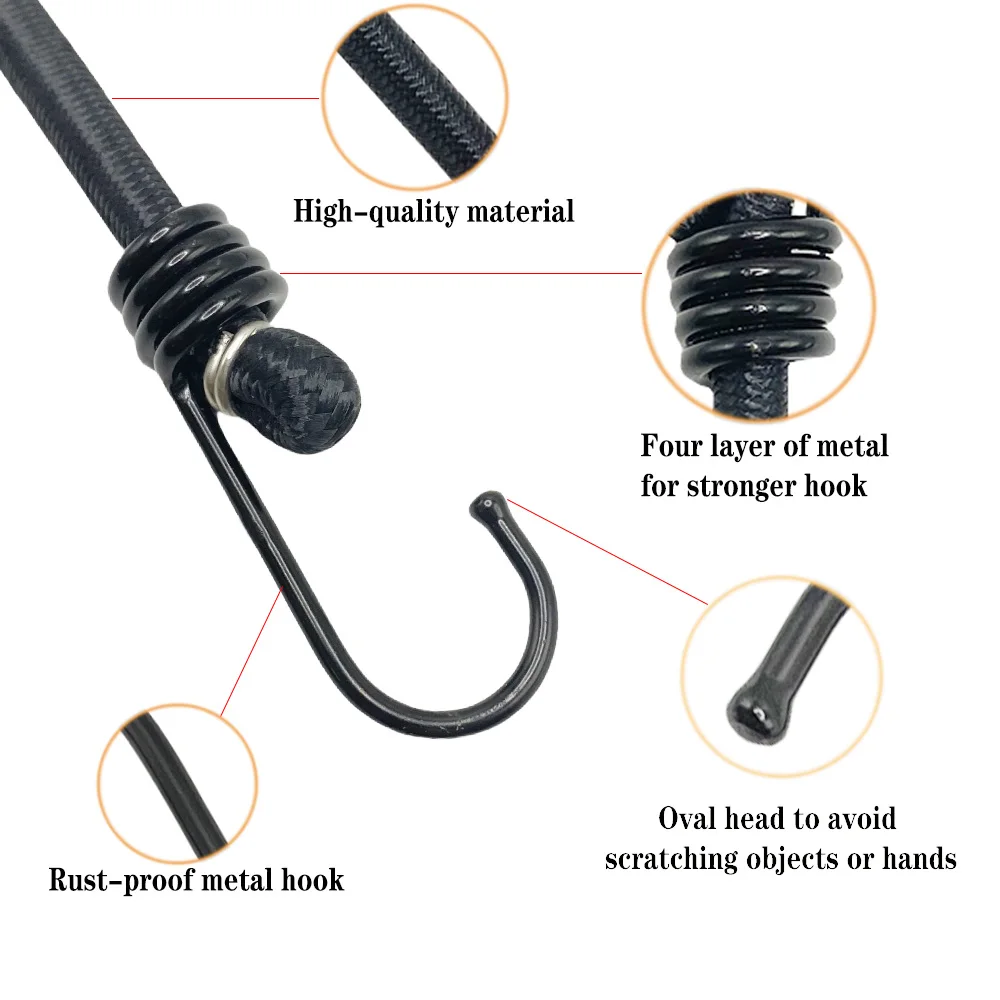 1/3/5Pcs 100cm/39.37inch Heavy Duty Extra Strong Outdoor Tent Elastic Rope Bungee Cords High Elasticity Latex Rope Elastic Strap