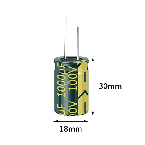 5PCS 100V 1000UF Capacitor 18x30MM(0.71x1.18in) High Frequency Aluminum Electrolytic Capacitors for TV, LCD Monitor, Game