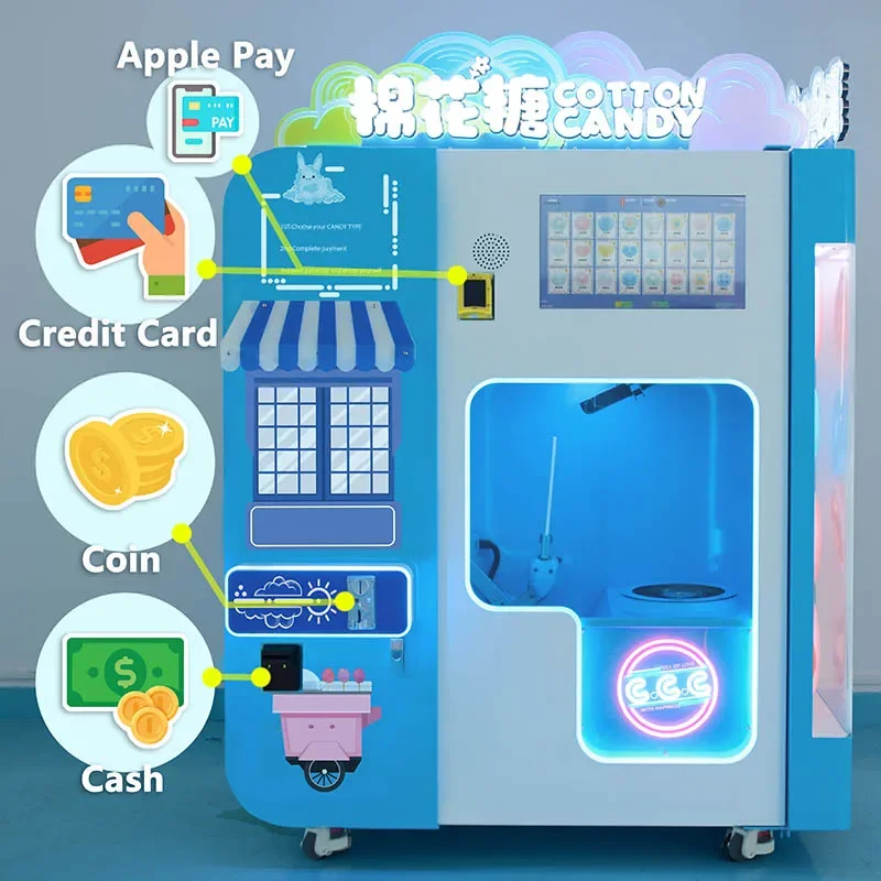YG Latest Commercial Snack Machines Cotton Candy Making Automatic Candy Floss Vending Machine
