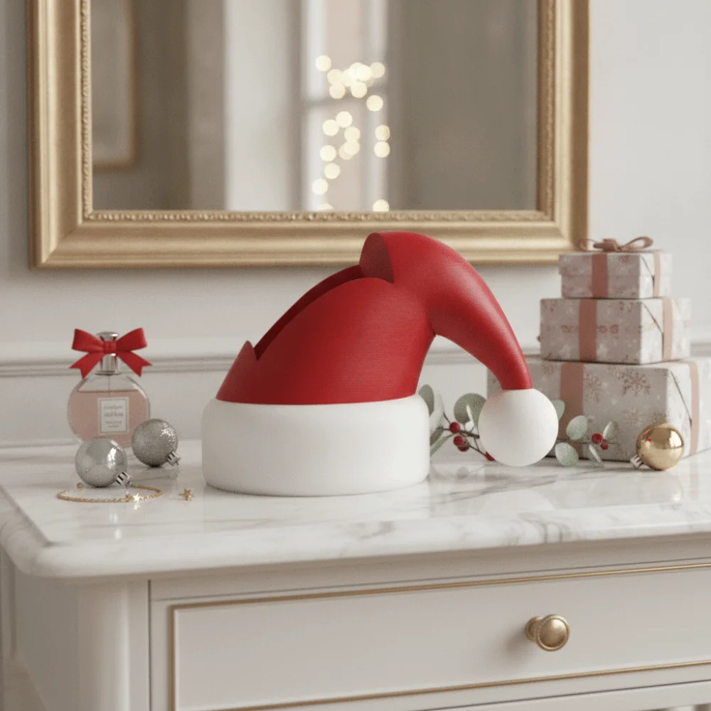 Bright Red Christmas Hat Bottle Holder Lightweight Design Smooth Surface Santa Hat Bottle Sleeve 3D PlA Cute Style