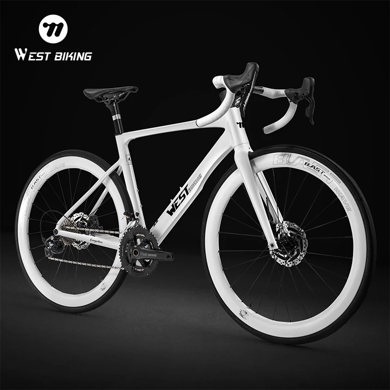 

WEST BIKING Профессиональный гоночный шоссейный велосипед для взрослых 700C, колесо из углеродного волокна, 22-скоростной RS7, дисковая гидравлическая рама из алюминиевого сплава 22