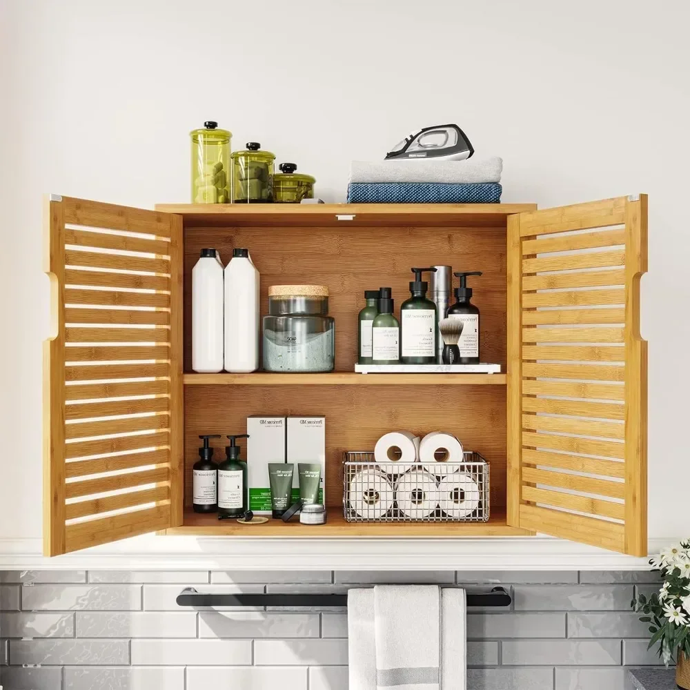 Bathroom Wall Cabinet, Storage Cabinet Wall Mounted with Adjustable Shelves Inside, Double Door Medicine Cabinet