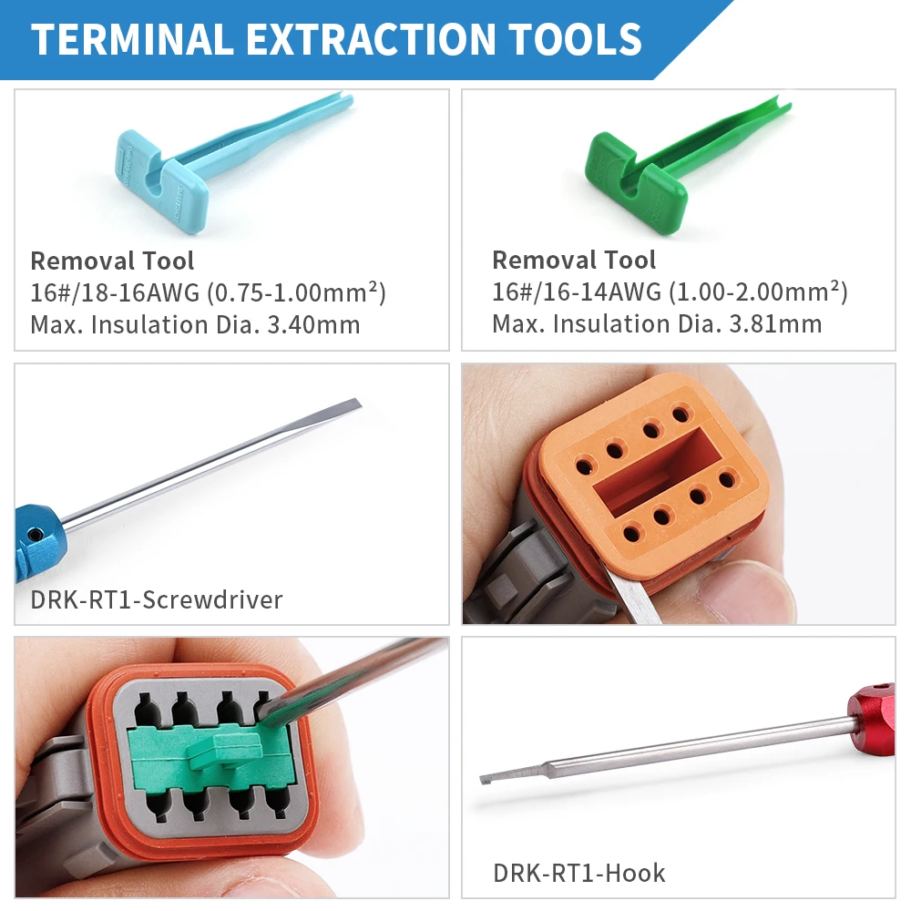 Imagem -04 - Jrready St6309 Deutsch Conector Kit em 2346812 Pinos com Terminais Sólidos 12 Conjuntos Pinos Conector Droken Chave Extractor Kit