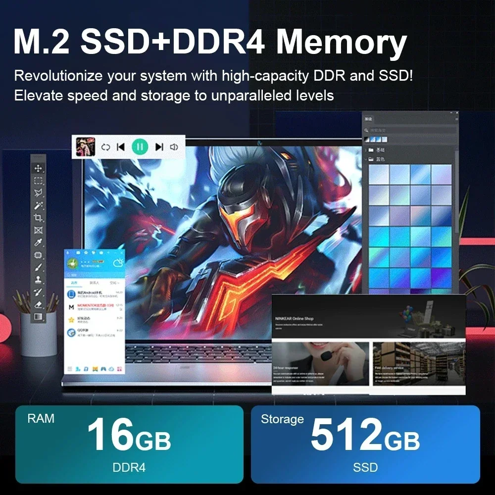 مكتب الطالب 15.6 بوصة حماية العين IPS كمبيوتر محمول 16 جيجابايت رام 11th الجنرال Intel Celeron N5095 Windows 11 Pro 5G WiFi شحن سريع