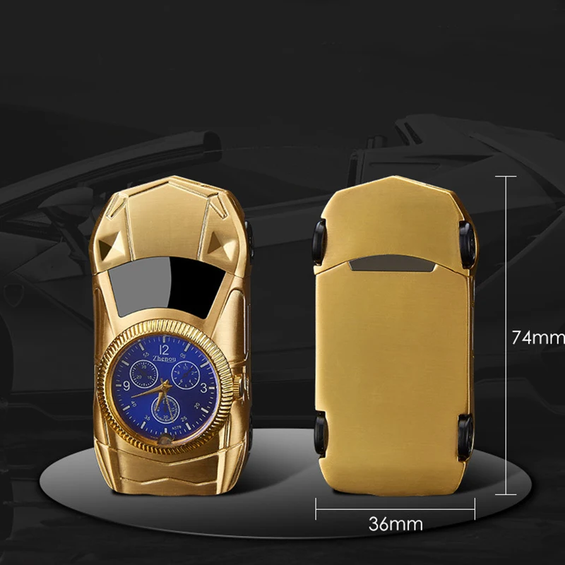 Creative Sports Car Watch Gas Windproof Lighter Colorful Lights Metal Turbine Powerful Gas Jet Torch Lighter Smoking Accessories