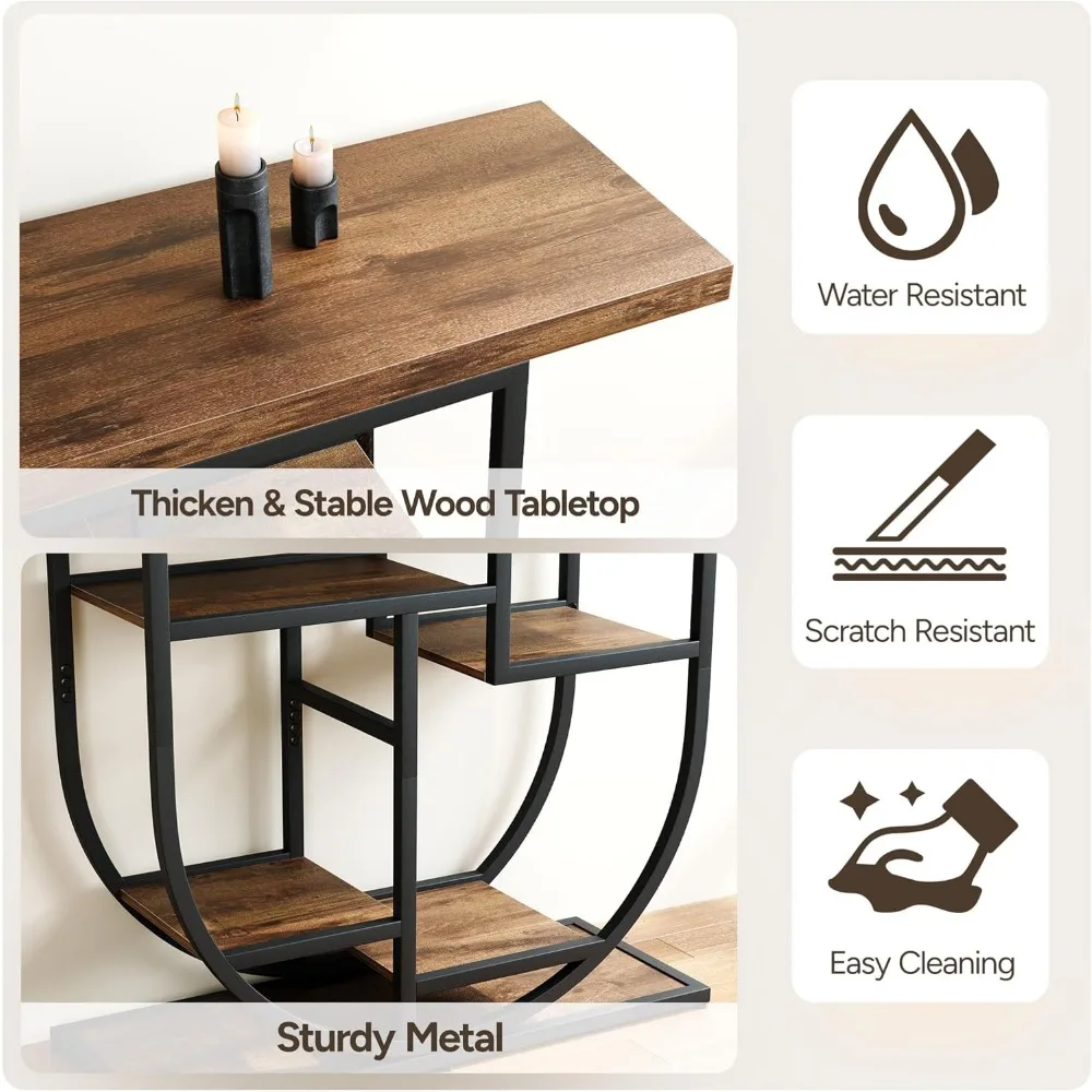 طاولة وحدة التحكم الحديثة للمدخل مع مساحة تخزين: طاولات أريكة خشبية مقاس 41.3 بوصة لغرفة المعيشة - مكتب مزرعة ضيق لـ ho #6