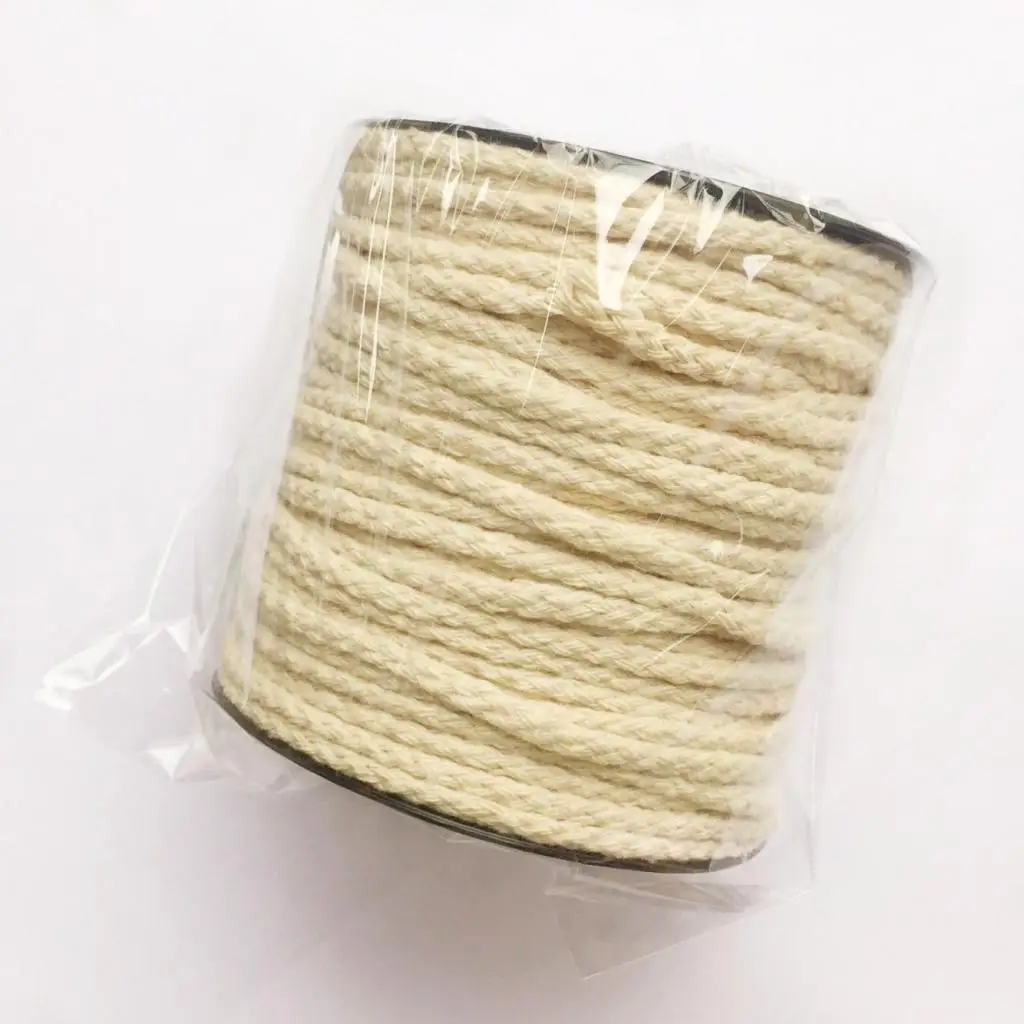 Natural White Cotton Rope 4mm Braided Cord Soft Undyed Macrame String Craft Supply for DIY Sewing and Home Decor