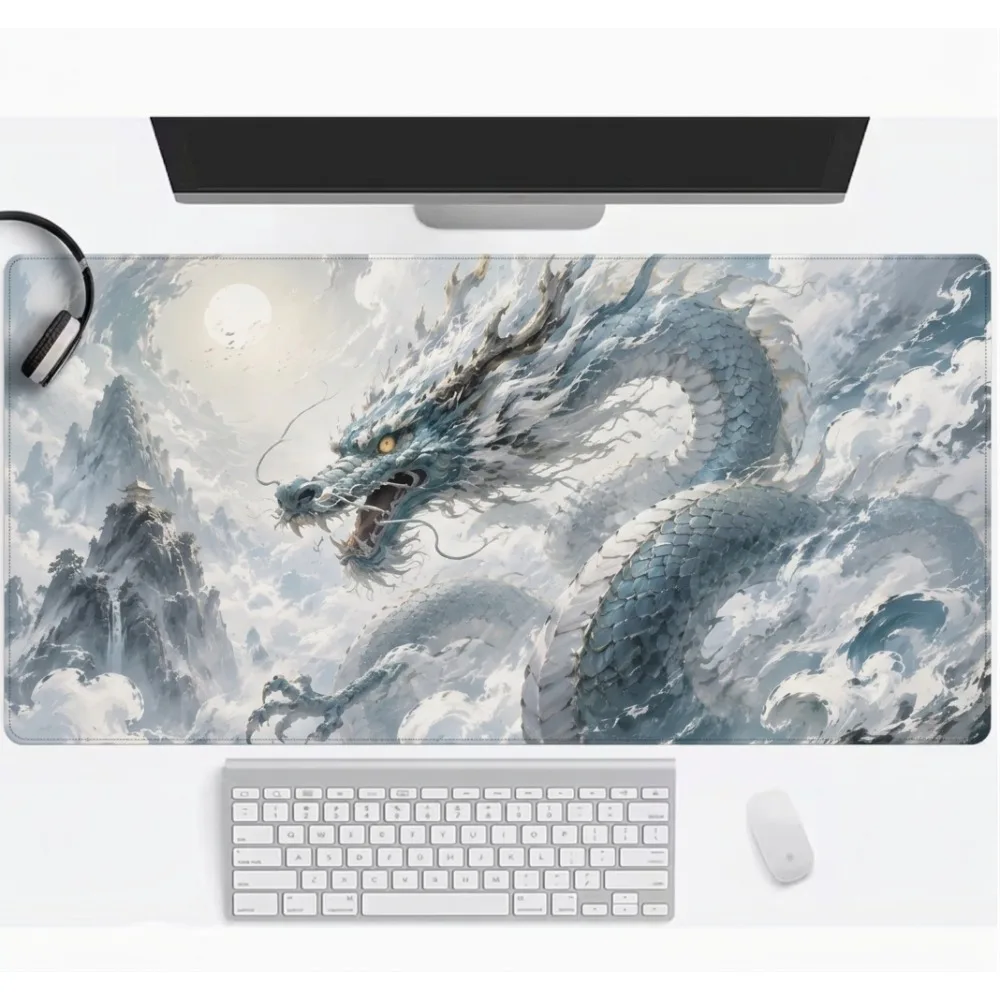 Eastern Dragon Artistic Aesthetics Anti-slip Rubber Bottom Stitched Computer Keyboard Pad Suitable for Game tapis de souris