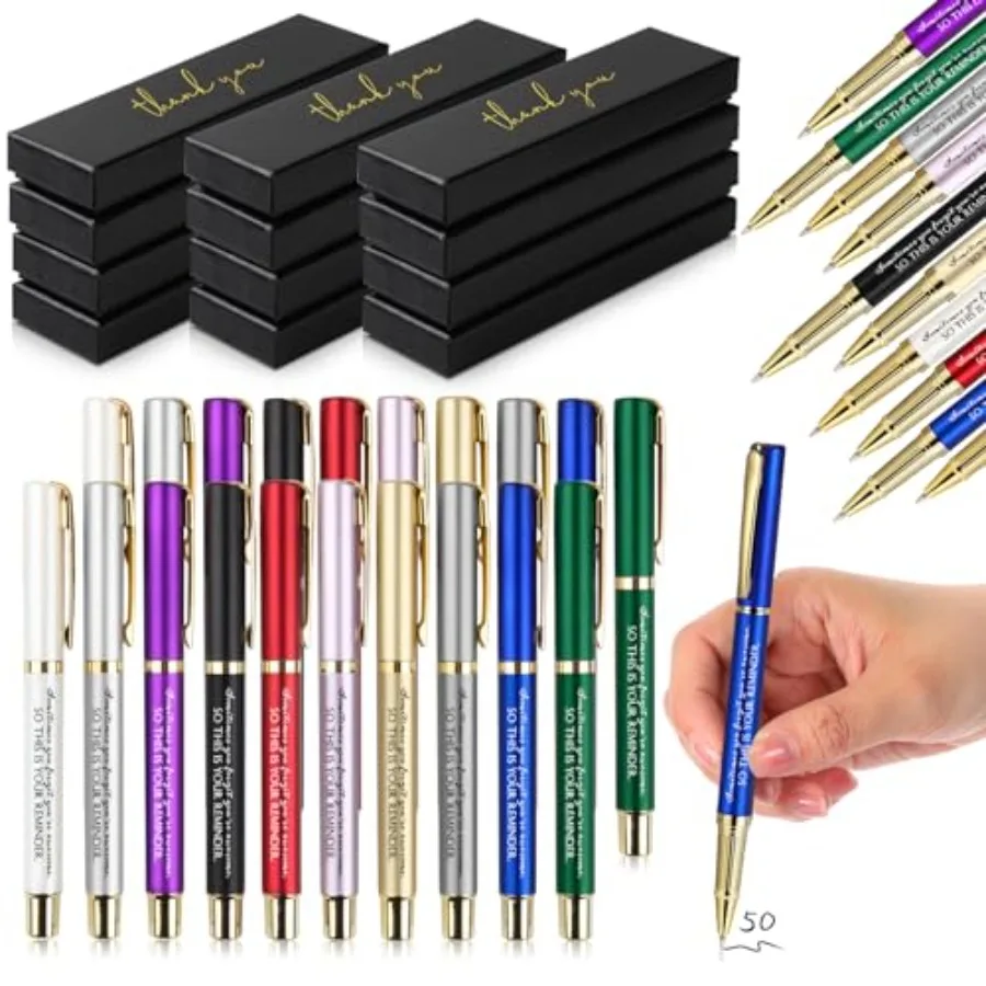 

50 Pack Pens Bulk Employee Gifts with Gift Box Inspirational Ballpoint Pens for Coworker Teacher Staff Nurse Recognition Office