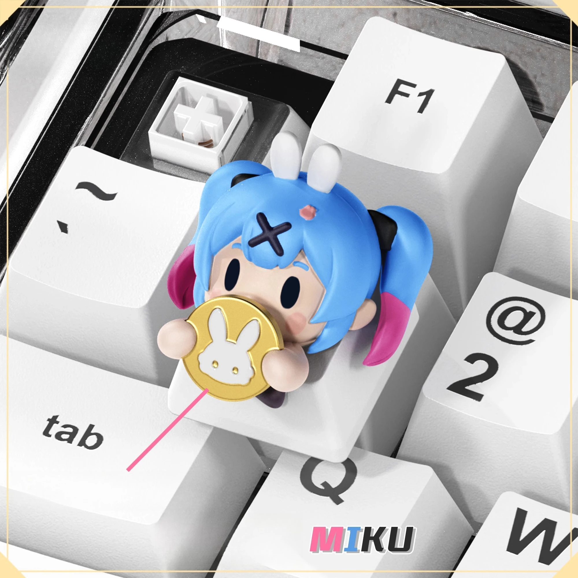 

In stock Anime Hatsune Miku Cosplay Mechanical Keyboard Keycap Anime Girl Peripheral Gifts