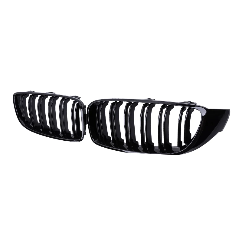 Pulleco Car Front Bumper Grille Racing Grill For BMW 4 Series F32 F33 F36 M3 F80 M4 F82 12-18 Dual-Slat Glossy Black Accessories