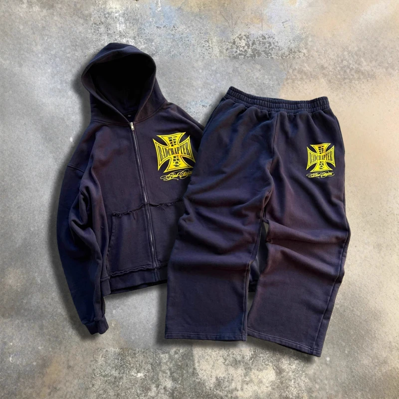 

Men Women Cross Pattern Printed Loose Couple Pants Autumn Sports Casual Fashionable Patterned Loose Fit Trousers