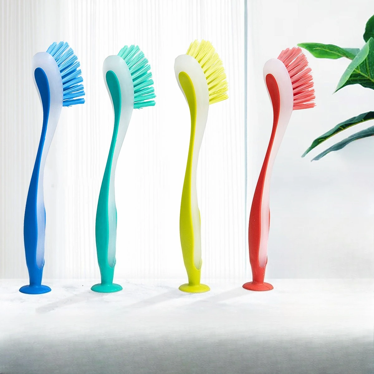 Multi Function Cleaning Brush Can Be Vertical Suction Cup Brush Long Handle Kitchen Brush Pot Wash Dish Cleaning Brush