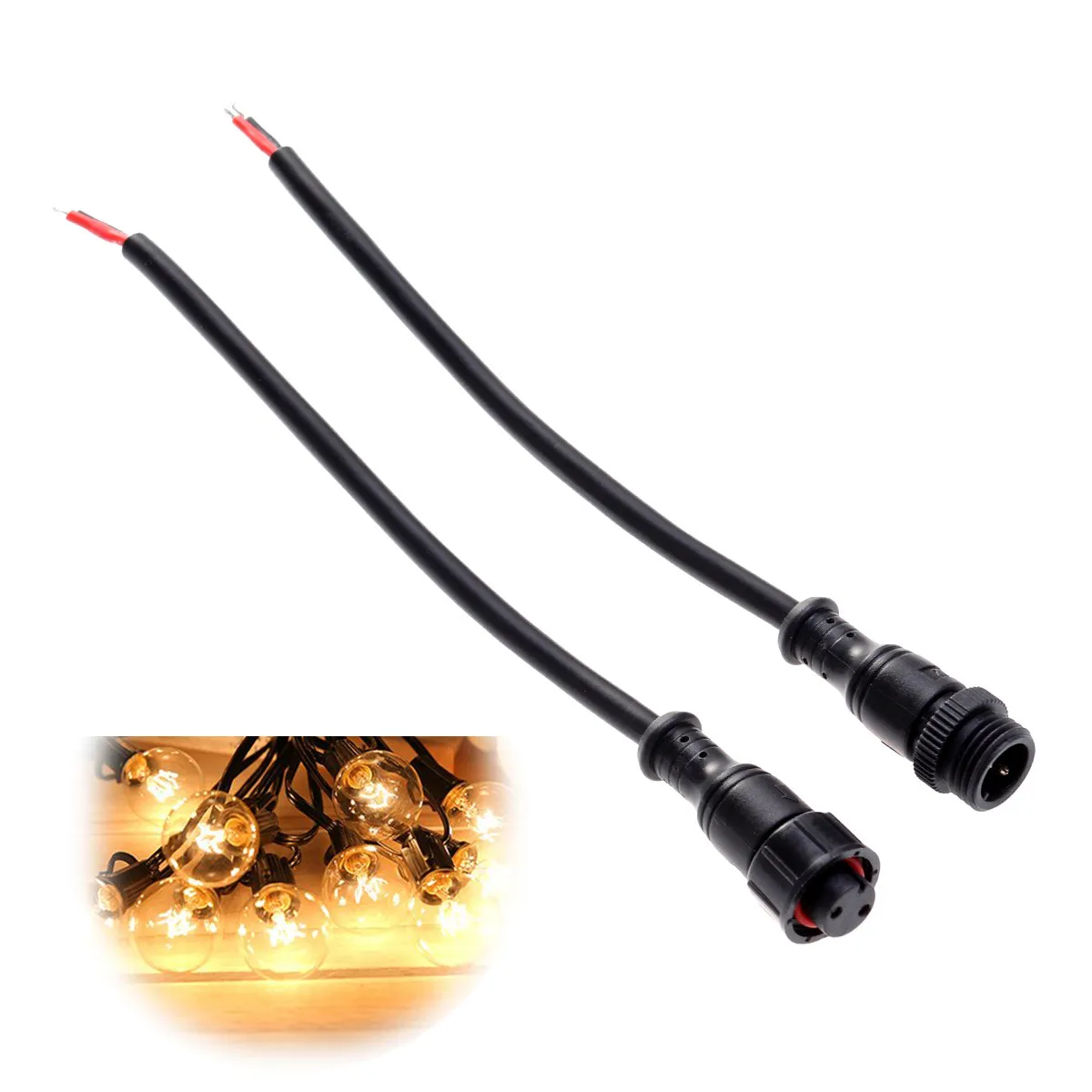 2Pcs Waterproof Plug Connector Insulating Material for Outdoor Garden Patio Use Low Resistance Heat Resistant Wire String Light