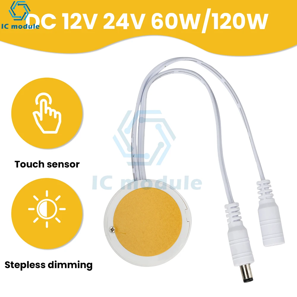 

DC 12V/24V Touch Dimming Switch 5A 60W/120W LED Touch Sensor Switch For LED Light Strip Touch Switch