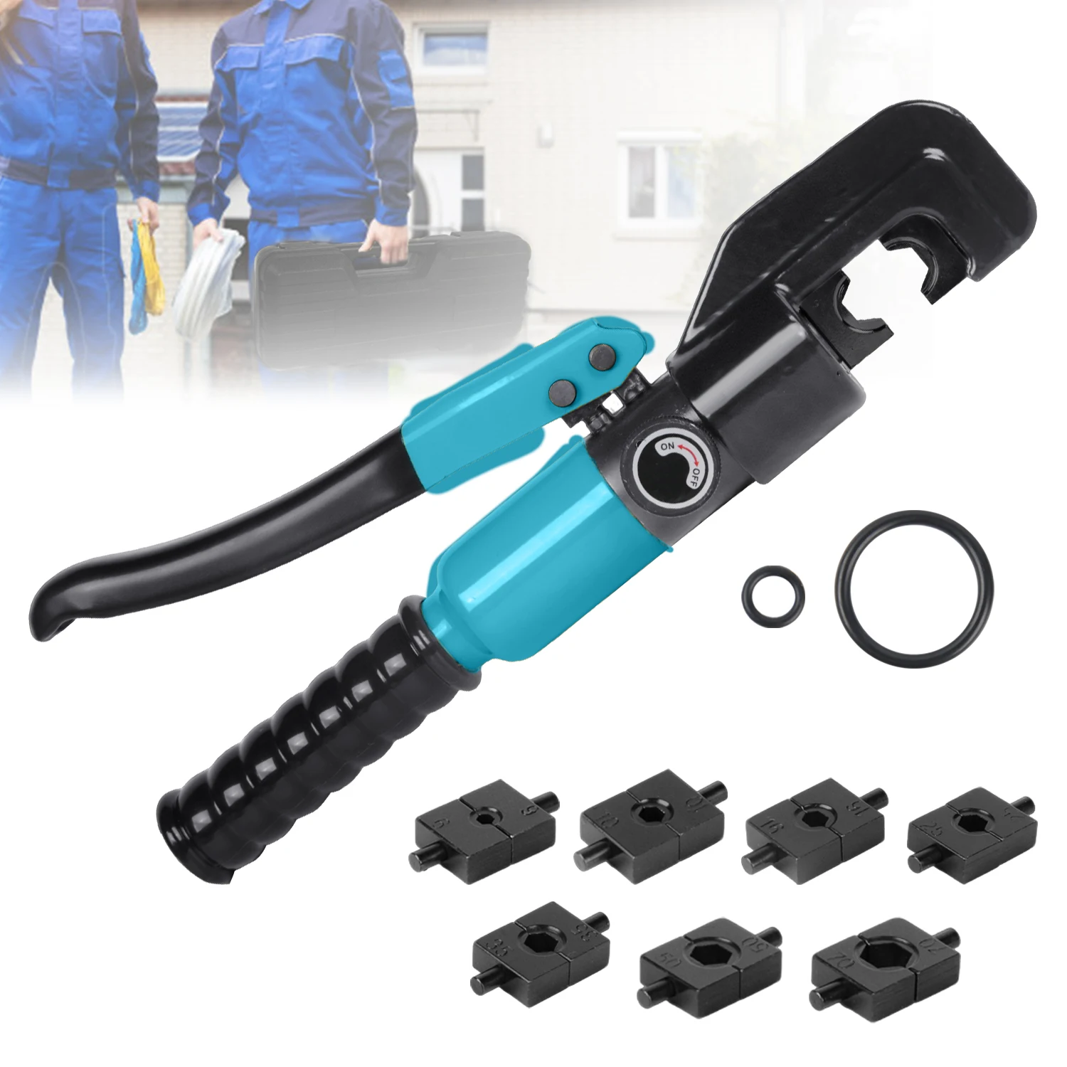 Pince hydraulique domestique 4-70 mm², outil de sertissage à pression 8 T, kit de sertissage de câbles DIY avec moules 4/6/8/10/16/25/35/50/70 mm²