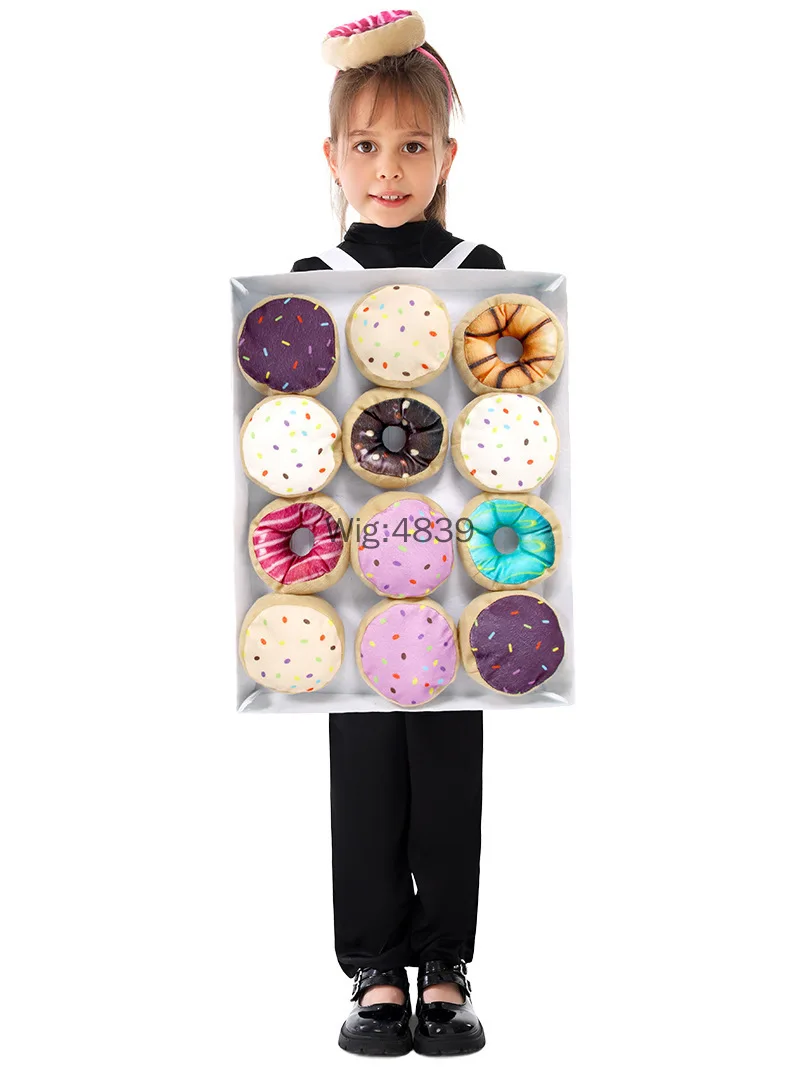 

Halloween Food Smock Donut Cosplay doughnut Costume Outfit Children's Performance Costumes Party Parent-child 2025 New