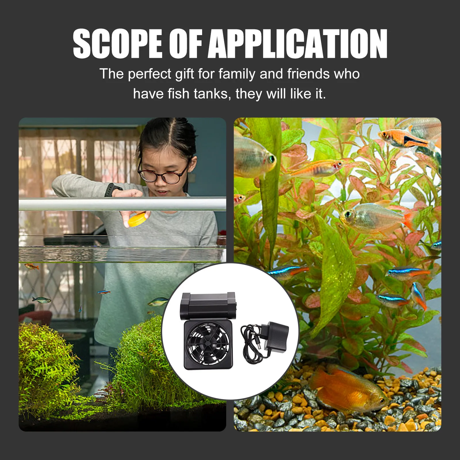 

Вентилятор-охладитель для аквариума с регулируемым углом установки, низким уровнем шума, компактный, легкий, решение для охлаждения аквариумов