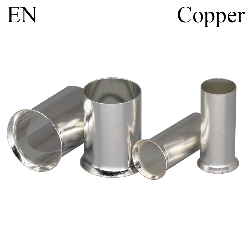 EN Copper Electrical Wire Non-Insulated Naked Sleeve Tubular Crimpare Connectors Tube Cord End Ferrules Cable Lug Crimp Terminal