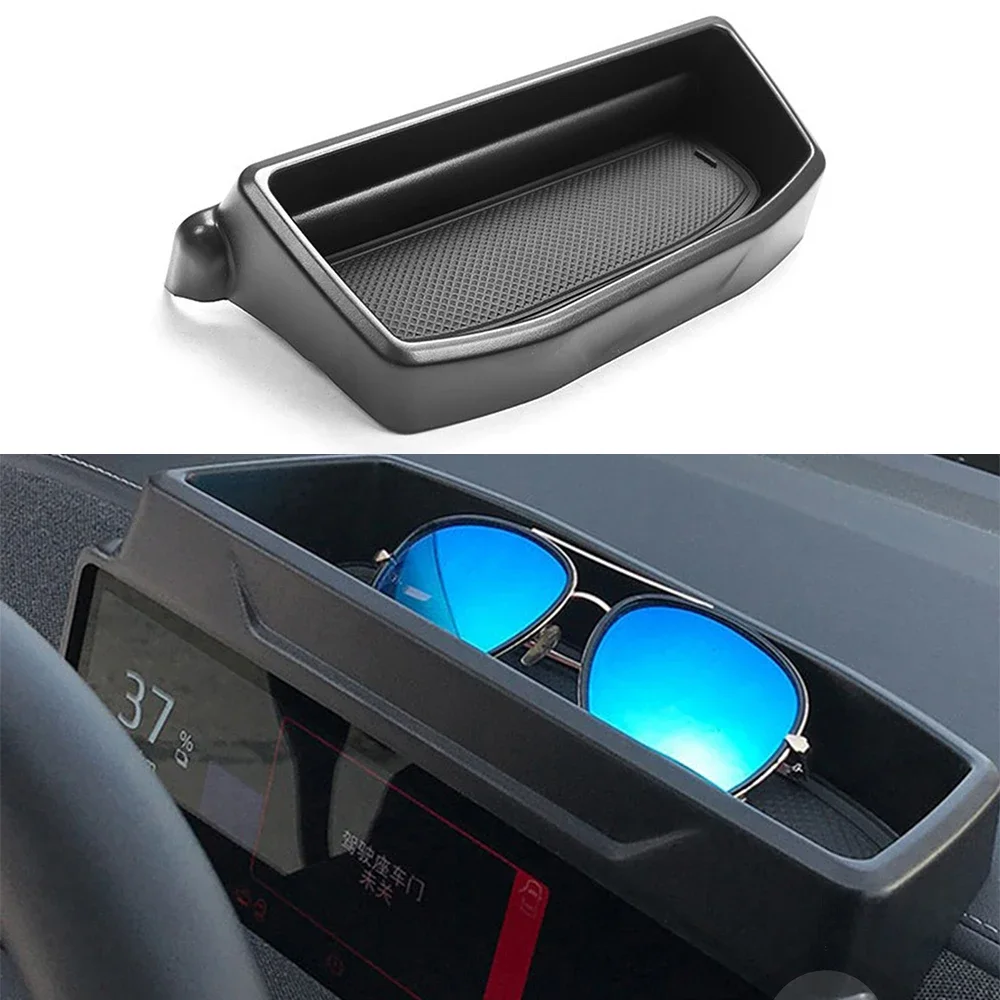 For Mustang Mach-E Back of Screen Storage Box Sunglasses Tissue Tidying Non-slip Silicon Pad Car Accessories for Ford MACH-E