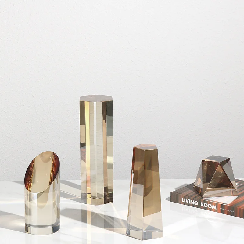 Geometric Transparent Crystal Artwork Sculpture Polyhedral Crystal Statue Desk Decoration Crafts Decoration Home Decoration
