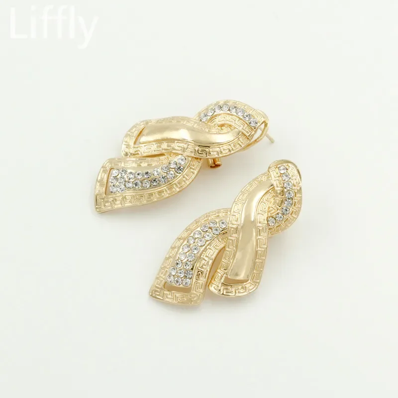 Fashion African Dubai Gold Color Jewelry Crystal Necklace for WomenHoop Earrings Italian Bridal Jewelry Sets Wedding Accessories