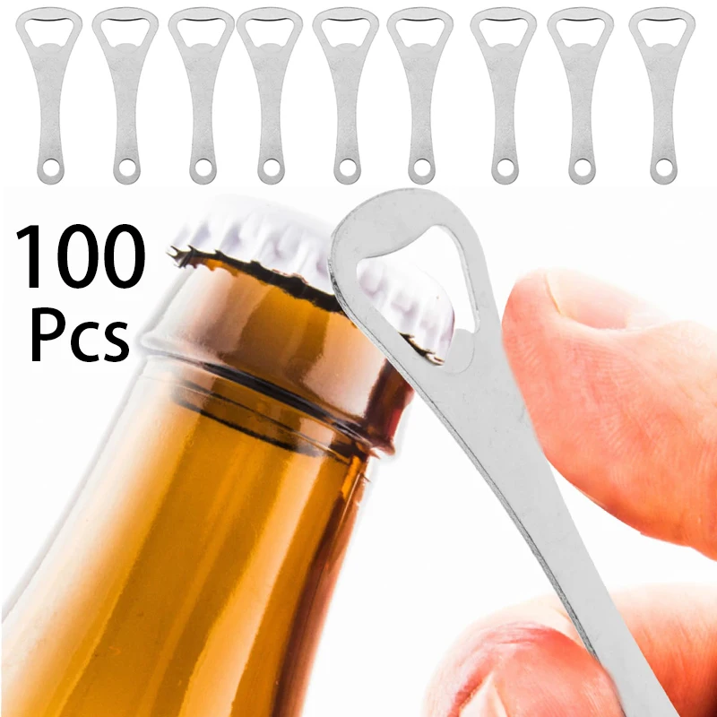 

100Pcs Metal Flat Beer Bottle Opener for Soft Drink Bottle Kitchen Bar Tool Portable Bottle Cap Opener Kitchen Accessories