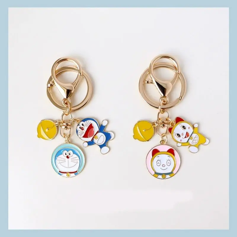 Comic Doraemon Dorami Zinc Alloy Laugh Heartily Back Shadow Keychain Earphone Cover Backpack Zipper Decorative Pendant Girl Gift