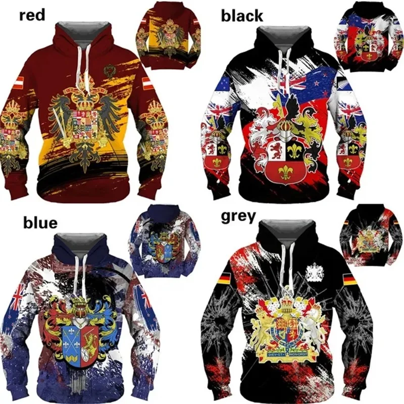 

3D Digital Print Ancient Knight Badge Hoodies For Men Oversized Pullovers Sweatshirt Casual Long Sleeve Men Hoodie Streetwear