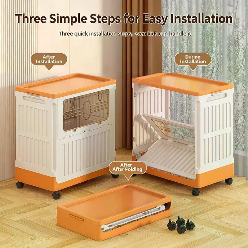

Foldable Storage Box Large Plastic Storage Cabinet With Wheels Toys Clothes Organizer Box