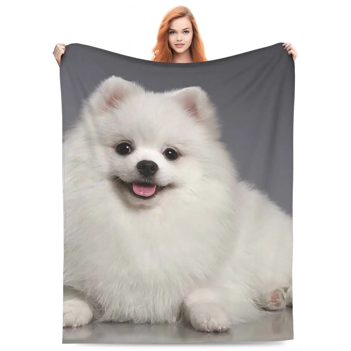 Pomeranian Dog Blankets Fleece Sofa Throw Blanket Super Soft for Couch Bedding Outdoor Throws Bedspread Quilt