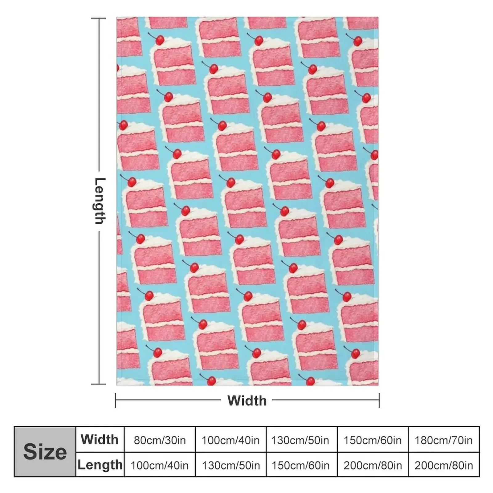 Cherry Cake Slice Pattern - Blue Throw Blanket blankets ands Bed linens Sofa Throw Beach Vintage Cute Blankets