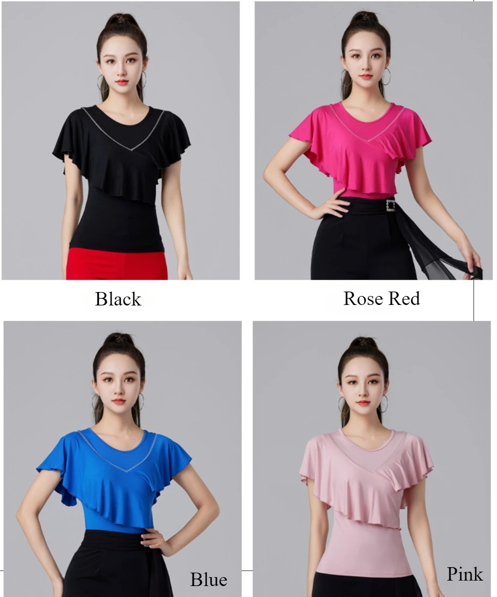 Elegant Modern Dance Party Tops Graduation Classical Costume Ruffle Street Festival Outfit Women Festivals Latin Slim Fit shirt