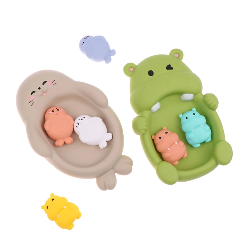 1Set Bathroom Floating Animal Hippo Otter Sealed Floating Play Toy Swimming Pool Parent-child Interactive Toys Baby Bath Toy