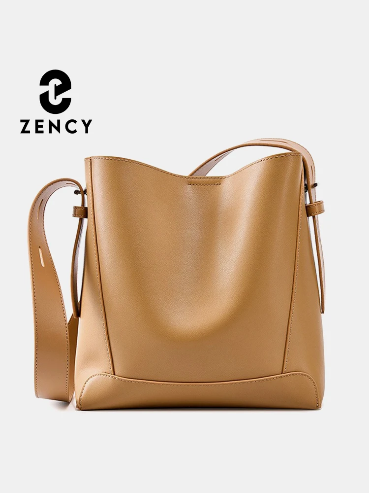 Zency Nowa Torba Shopper ze Skóry Dwoinowej, Codzienna Torba na Ramię, Duża Torba typu Bucket, Prosta, Wysokiej Jakości Damska Torba Tote, Torba Pod Pachę