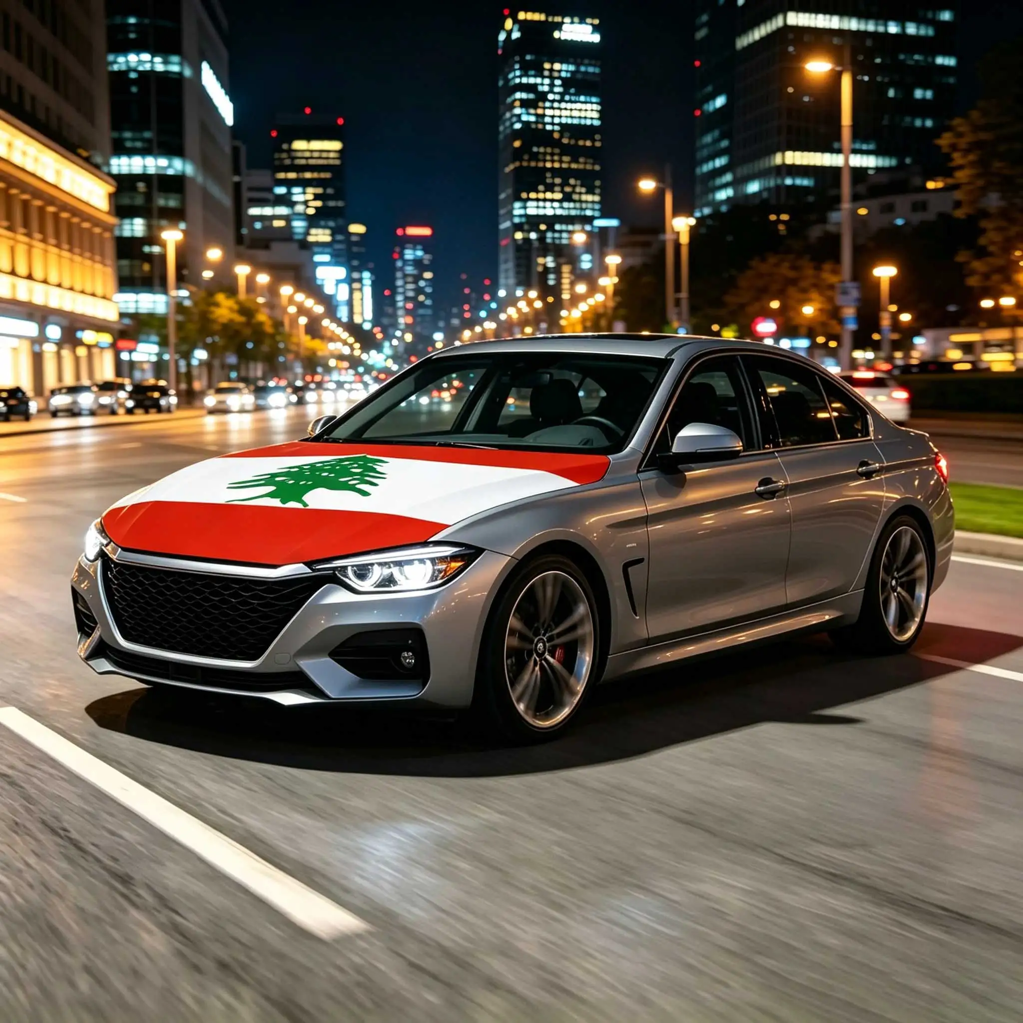 3.8x5.3fts National Lebanon Flag Lebanese Banner Car Hood Cover Flag Elastic Fabrics Engine Cover For Decoration