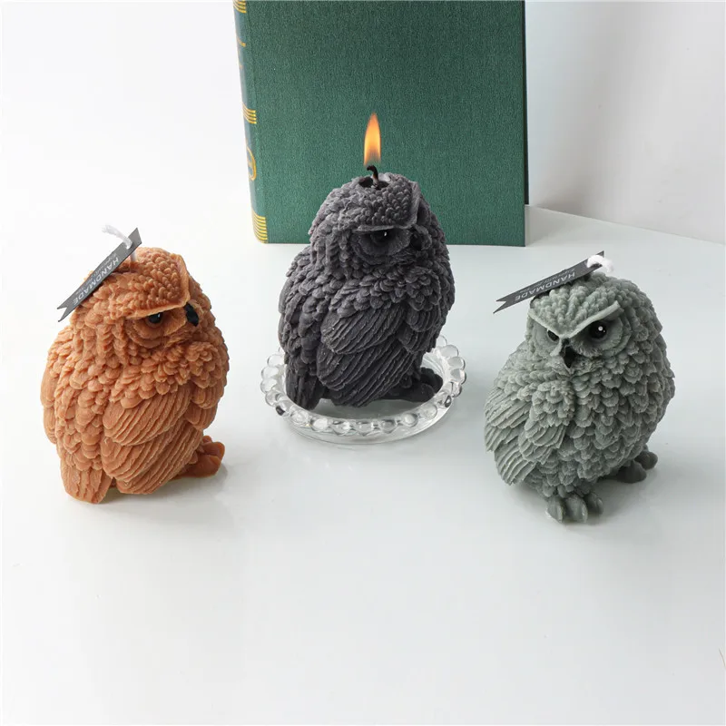 Tilted Head Owl Candle Silicone Mold DIY Cute Animal Owl Scented Candle Plaster Resin Soap Mould Cake Chocolate Molds Home Decor