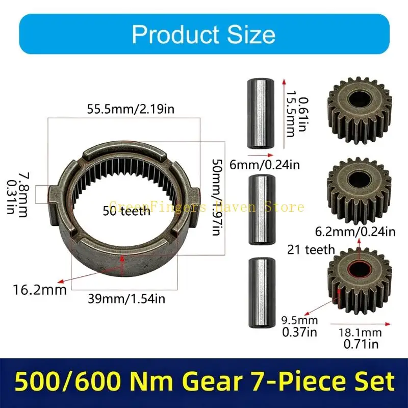 F68D Impact Wrench Gear Set, 7Pcs Part Repair for 500/600Nm Service