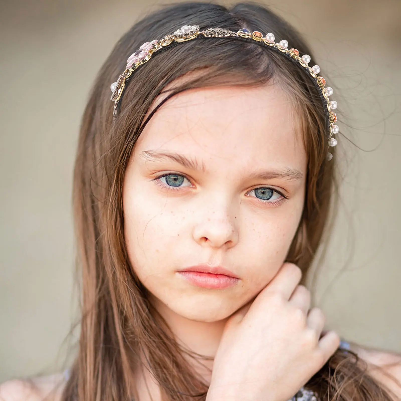 

Golden Floral Rhinestone Headband Beaded for Girls Wedding Party Hairband Fashion Fancy Hair Accessories Women Girls for Women