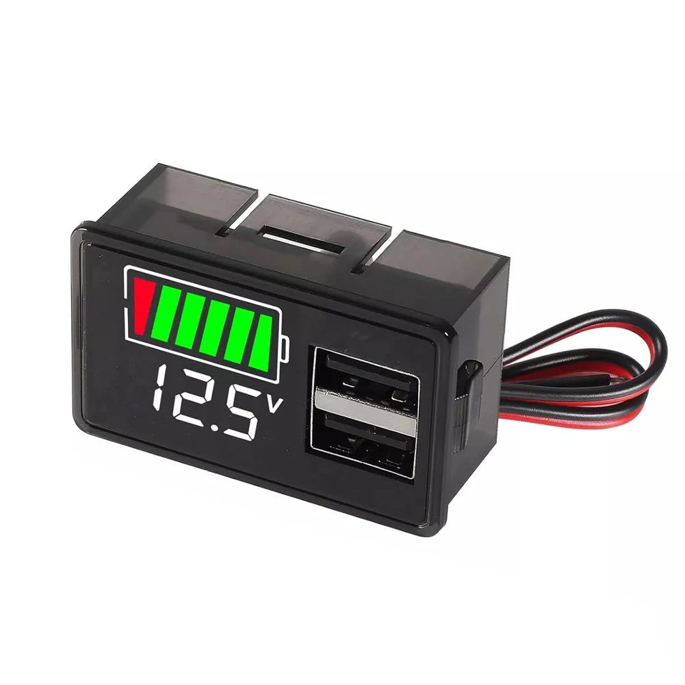 1pc DC8-30V LED Digital Voltmeter Battery Charger Indicator Voltmeter With Double USB Charger Battery Detector For Cars RVs