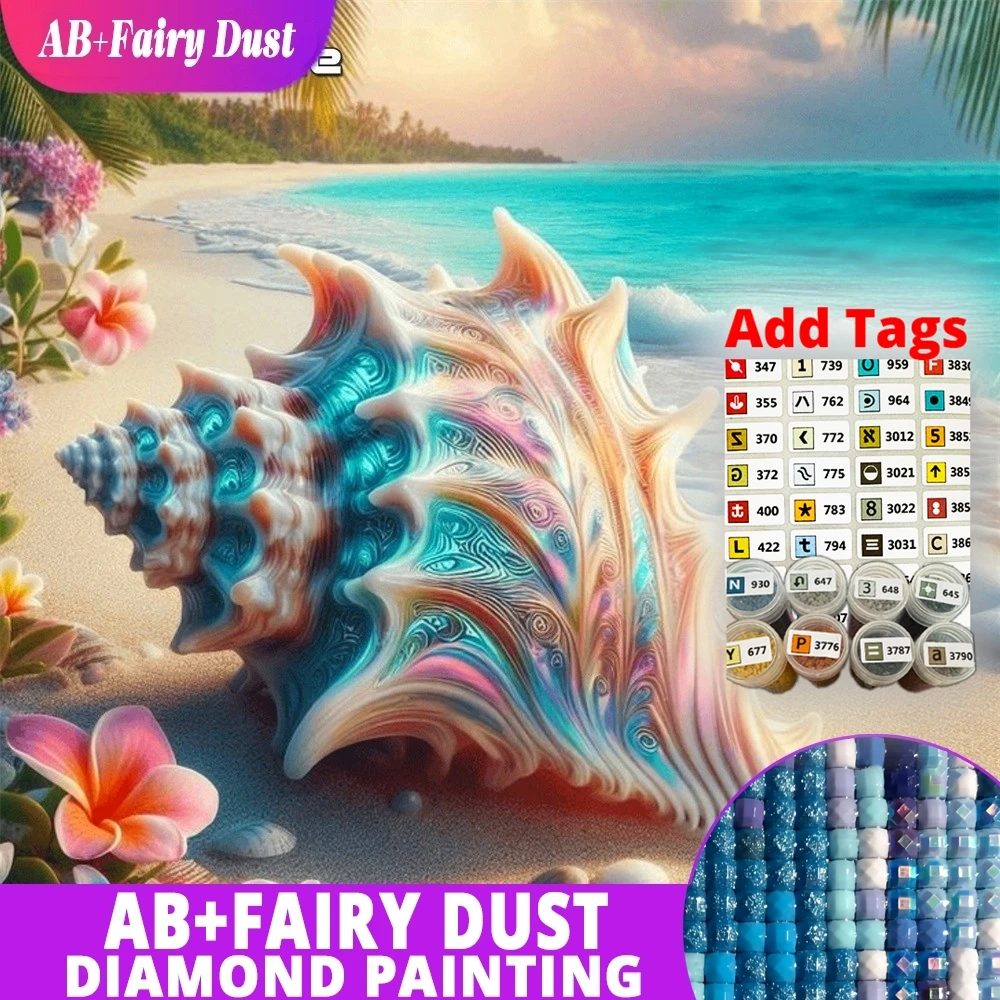 

Набор для вышивания AB Fairy Dust DMC: Алмазная мозаика с пейзажем, морским побережьем и стразами, полная вышивка, крестиком, картина-раскраска