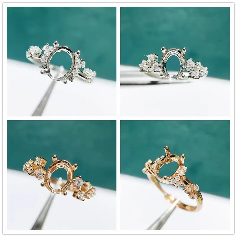 

MeiBaPJ 6*8 эллиптический камень из стерлингового серебра 925 пробы модный держатель для колец DIY пустая поддержка для женщин изысканные очаровательные ювелирные изделия