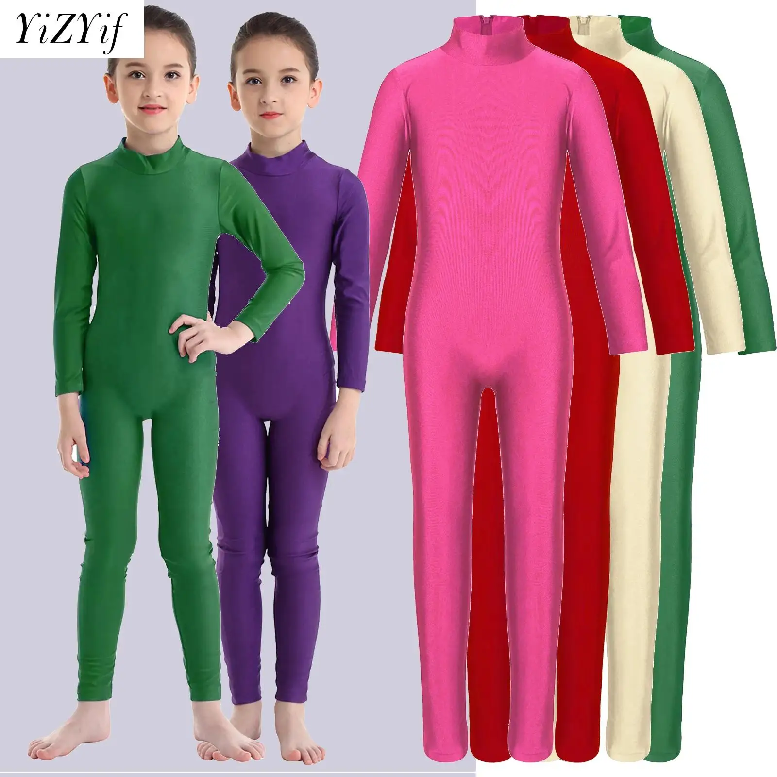 

Kids Girls Ballet Jumpsuit Dance Jersey Bodysuit Rhythmic Gymnastics Stage Wear Performance Costume Girls Figure Skating Unitard