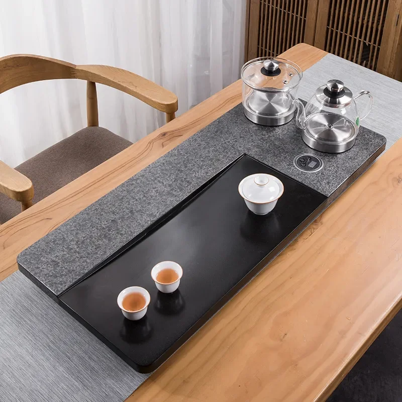 Wujinshi Stone Tea Tray Set with Drainage System for Home Use Dry Brewing Kung Fu Tea Table Desktop Luxury Style Gift Natural