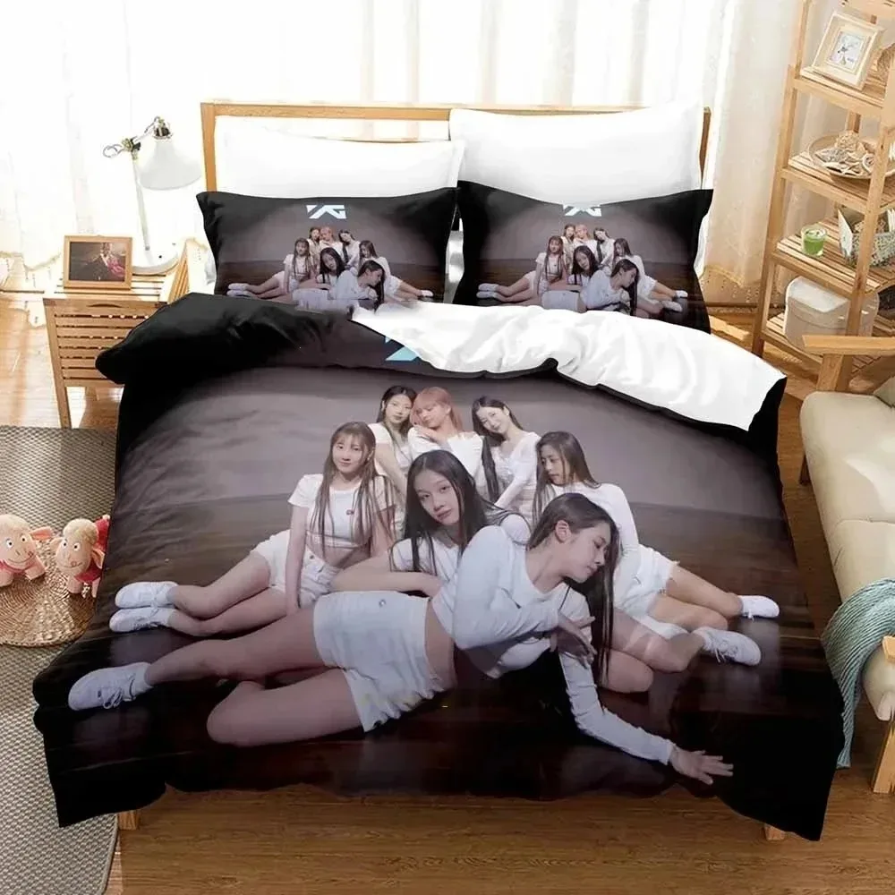Girl Group Kpop Bedding Set Star Logo Print Duvet Cover All Sizes Customizable for Baby Teens Bedroom Twin Full Queen King Size