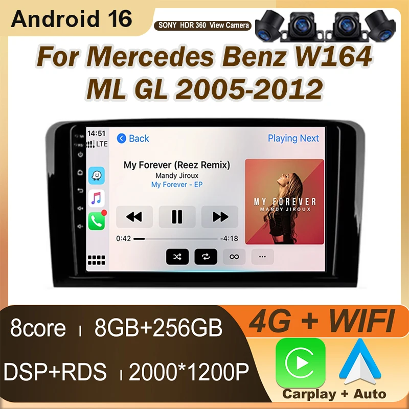 Car Radio Android For Mercedes Benz ML GL W164 ML350 ML500 GL320 X164 ML280 GL350 GL450 4G+WIFI Carplay Multimedia Video Player