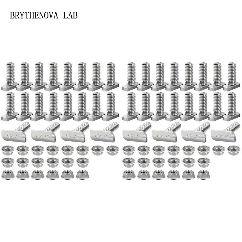 80Pcs Vlag Stainless Steel T-Bolts Square Head Screws M8 Head Hex Binding Screws with Flange for Greenhouses Power Generation