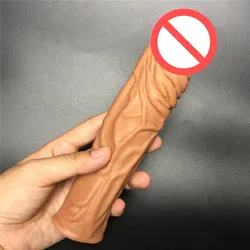 19*4 CM Super realistic and soft  penis extension sleeve increase in length girth sex toys for men penis enlarger